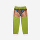 Green ugly Christmas gag loungewear with photo real printed body art and colored string lights
