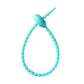 Tadpole silicone tie looped around a wrist to show how flexible the strap is