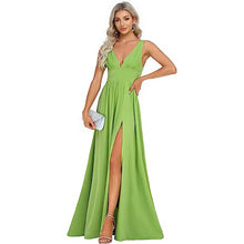 Elegant Sleeveless Long Swing Dress With Deep V