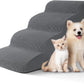 Ribbed fabric covered foam pet stairs in a solid colour, tiered steps for a pet to climb a tall bed