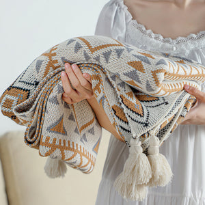 Navajo Geometric Knit Blanket | front view product shot