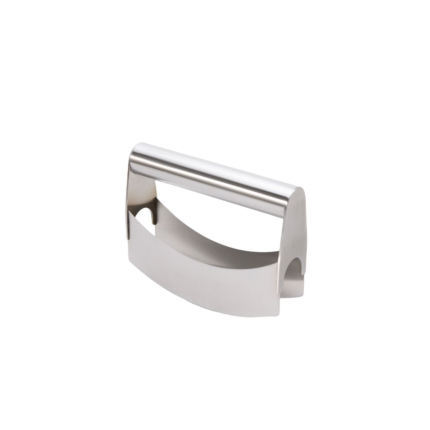 Studio view of the two blade stainless steel cutter with its rolled top grip
