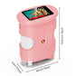 Pink kids digital microscope with 2 inch screen, clear base and size labels