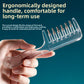 Transparent pink liquid guide comb with wide set teeth and a heart cutout on the handle end