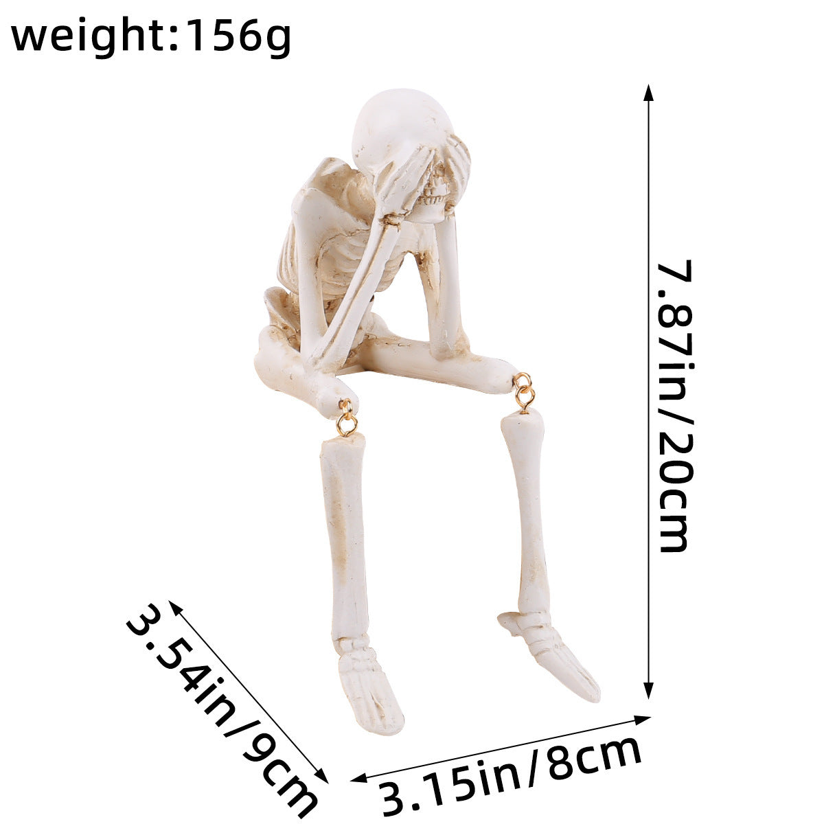 Set of three Halloween skeleton shelf sitters displayed together