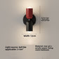 Scale reference close up of the compact bedside lamp base and heads