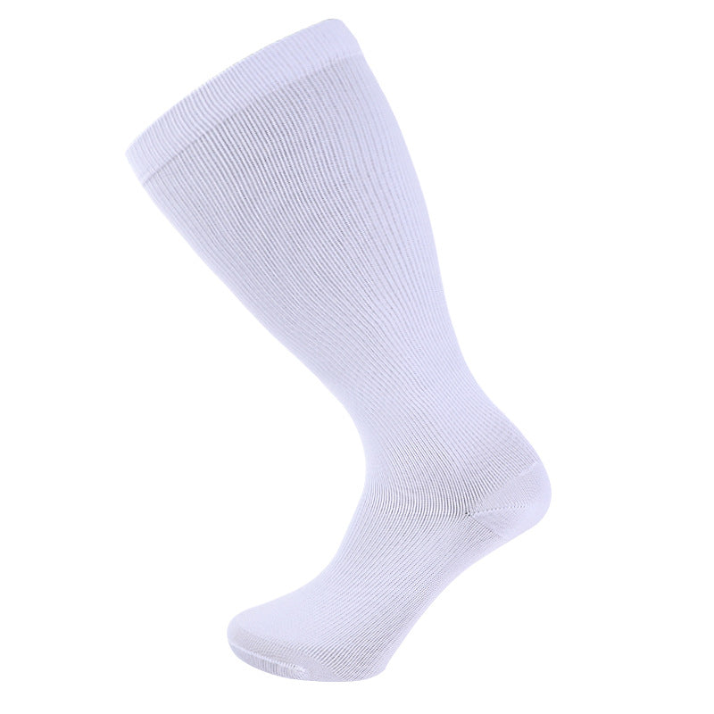 Plus size compression sock with a graduated knit that eases from the ankle to the calf