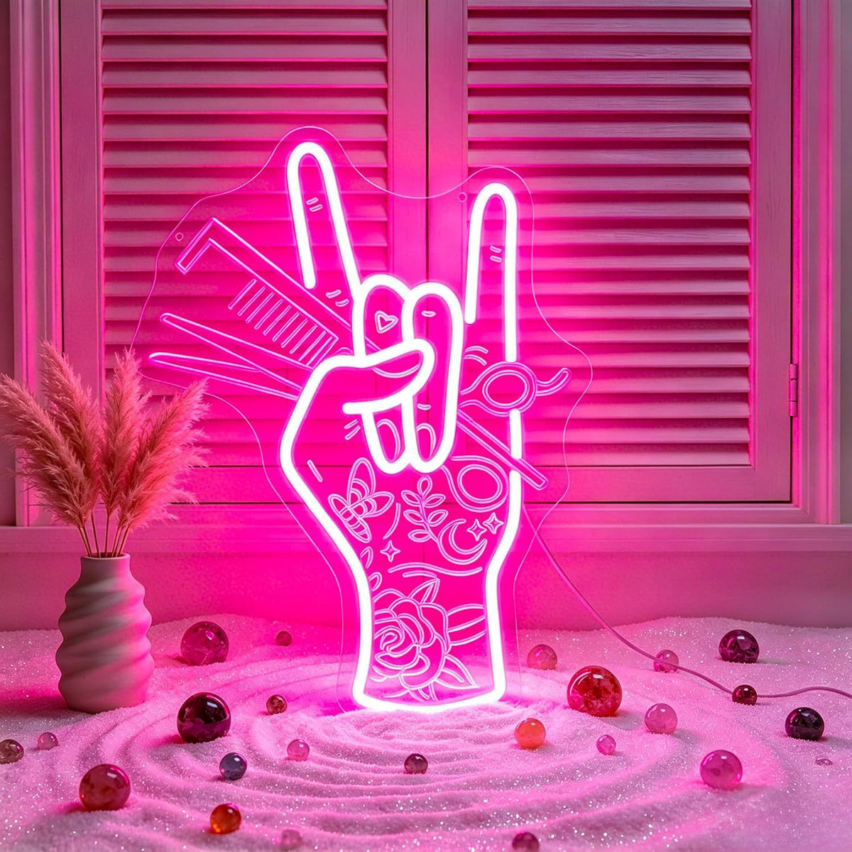LED neon wall light sign, close up of the LED neon strip
