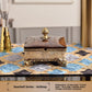 Cast resin home decor piece with vintage European molding, gold tone trim, and shell inlay surface