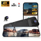 Mirror dash cam with a rear camera and a phone showing 4K, WiFi and GPS icons, option image for 10in 4K VoiceCtrl