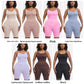 Colour chart for the shaping bodysuit showing all seven available shades with their names