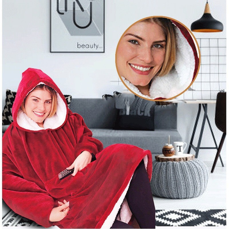 Hooded Fleece Wearable Blanket | close up material texture
