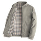 Khaki cotton zip jacket with a stand collar and warm plaid lining, size 175 L option photo