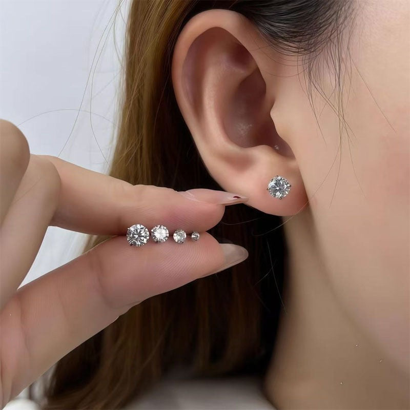 Single cubic zirconia stud shown front on with a butterfly backing