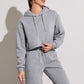 Back view of the cropped hoodie and jogger lounge set with hood