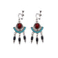 Bohemian vintage clip-on tassel drop earrings on a zinc alloy frame, handmade boho pair on white studio background