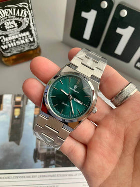 Poedagar Round Quartz Watch for Men, Day Date