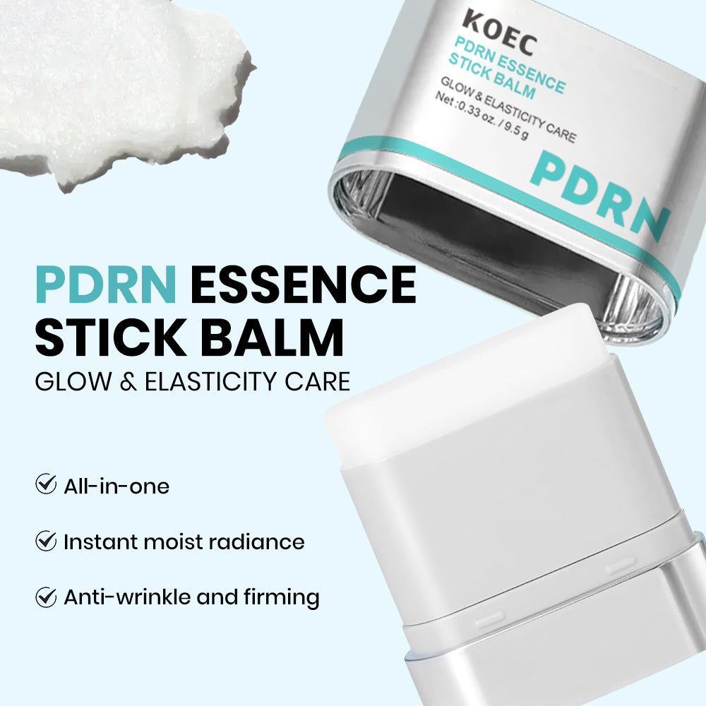 Hand applies PDRN balm at the temple before makeup