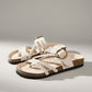 Adjustable Buckle Woven Sandals | close up material texture