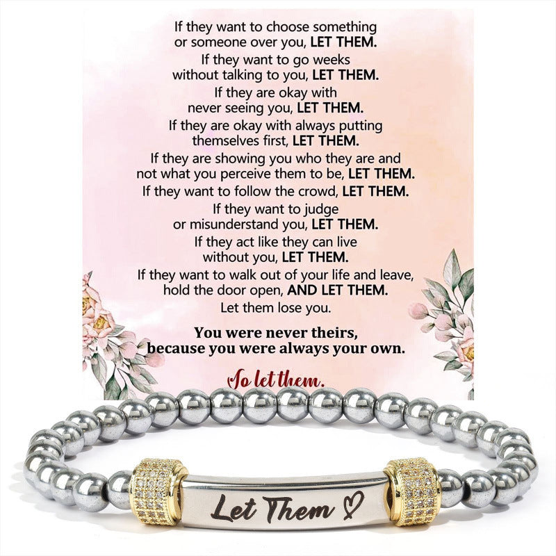 Silver bead bracelet with an engraved bar and gold pave cubic zirconia end rings