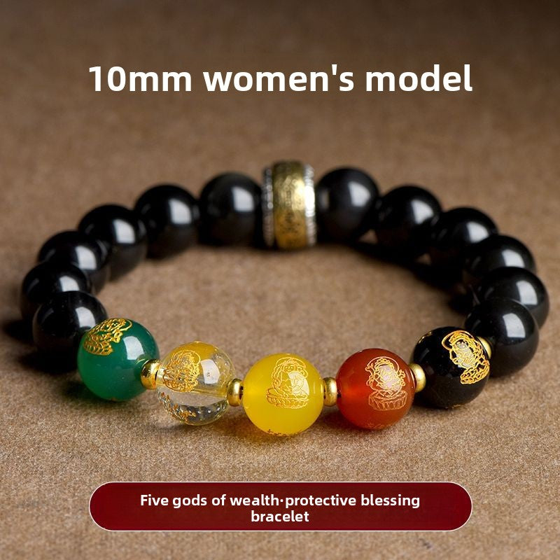 8mm imitation obsidian beaded bracelet showing bead size