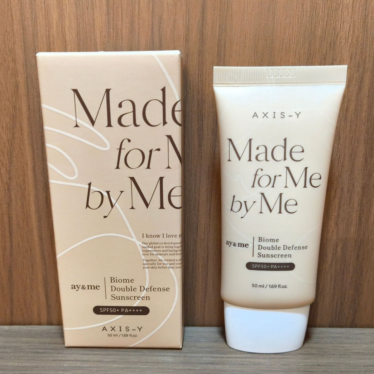 Option photo: ay&me Biome Double Defense Sunscreen by AXIS-Y, SPF50+ PA++++, 50 ml tube and carton
