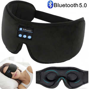 Black 3D music sleep eye mask with Music control panel, side sleeper inset and moulded twin cup inner face