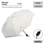 White folding umbrella for sunny and rainy days with UV black coating
