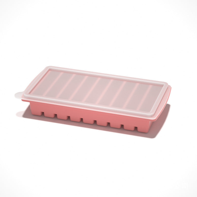 Flexible platinum silicone ice cube tray with a rectangular tray for the home freezer