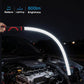 Bendable LED work light glowing white while lighting an open car bonnet