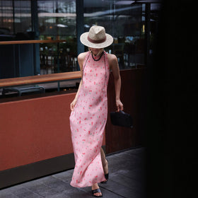 French Retro Spaghetti Strap Silk Dress
