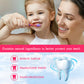 Mother and young daughter brushing their teeth together in a bright bathroom promotion for the toothpaste