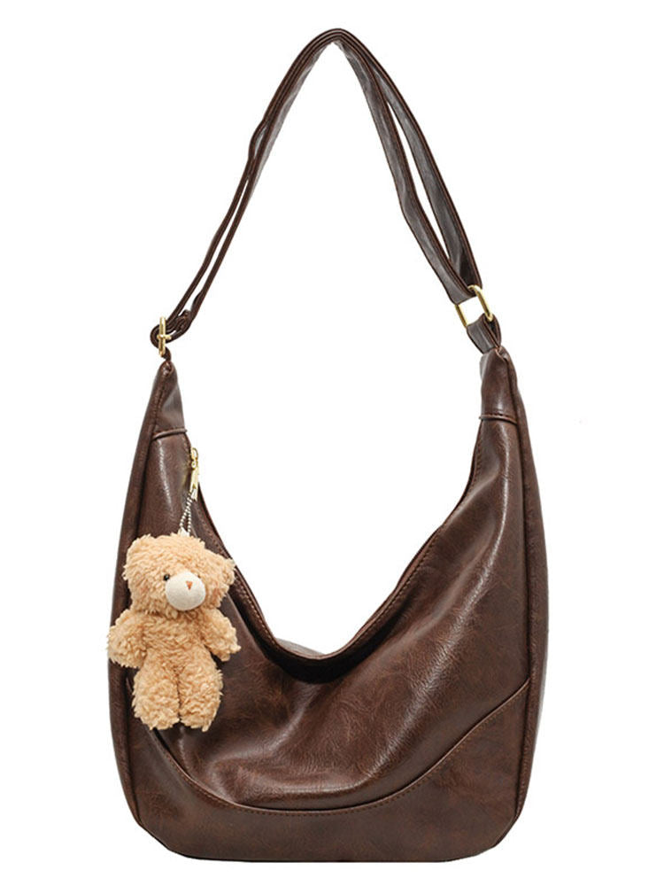 PU crossbody bag interior compartments and lining view