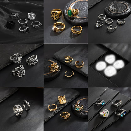 Men's Fashion Alloy Rings Set