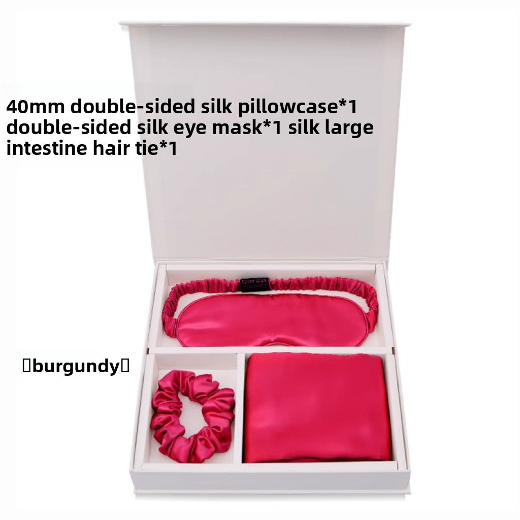 Mulberry silk sleep gift set on an off-white background hero shot