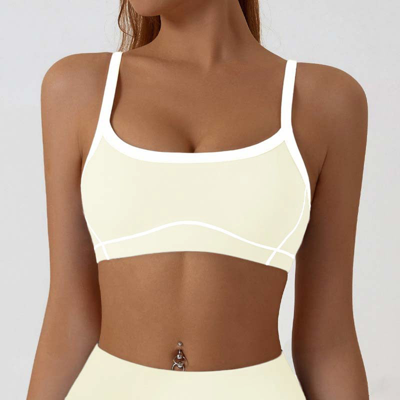 High waisted stretch shorts paired with the sling strap bra for a matched studio look