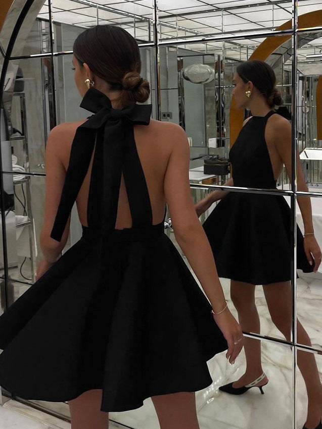 French-Style Halter Bow Dress