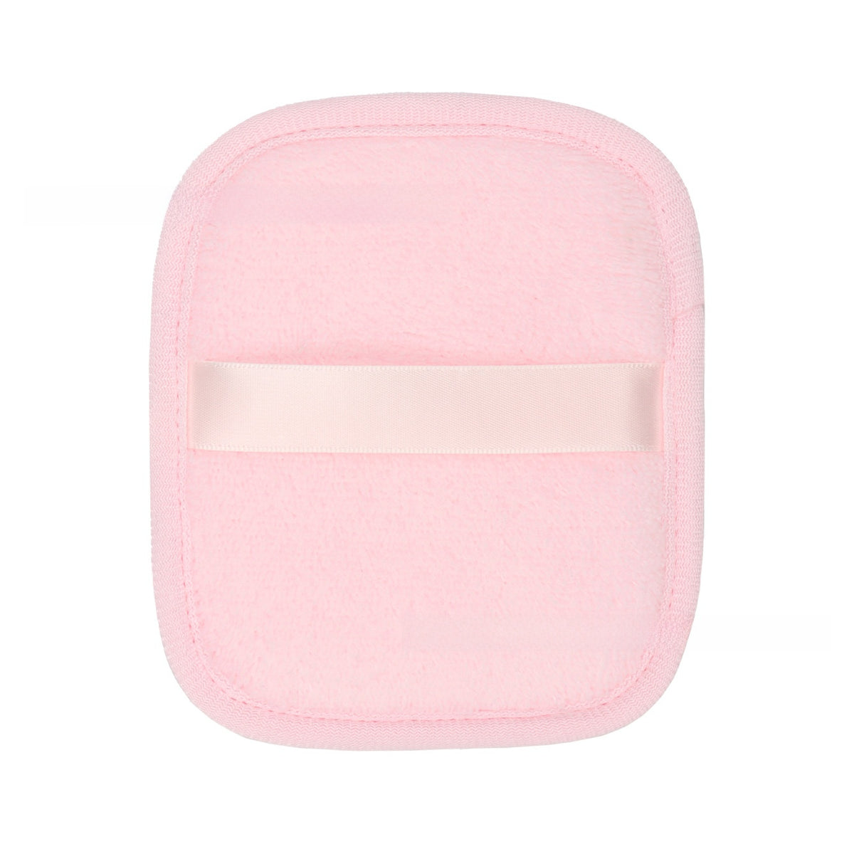 Soft plush reusable makeup remover pad with a satin back strap, single color option