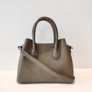 Genuine leather women crossbody bucket bag front view