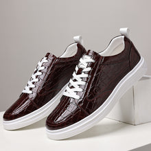 Burgundy Croc Embossed Lace-Up Low-Top Sneakers