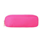 Macro of the waterproof nylon shell texture and stitched seam on the pencil case