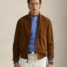 Mens Vegan Suede Zip Bomber Jacket