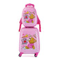 Children's hardshell trolley suitcase with zip fully open flat on the floor