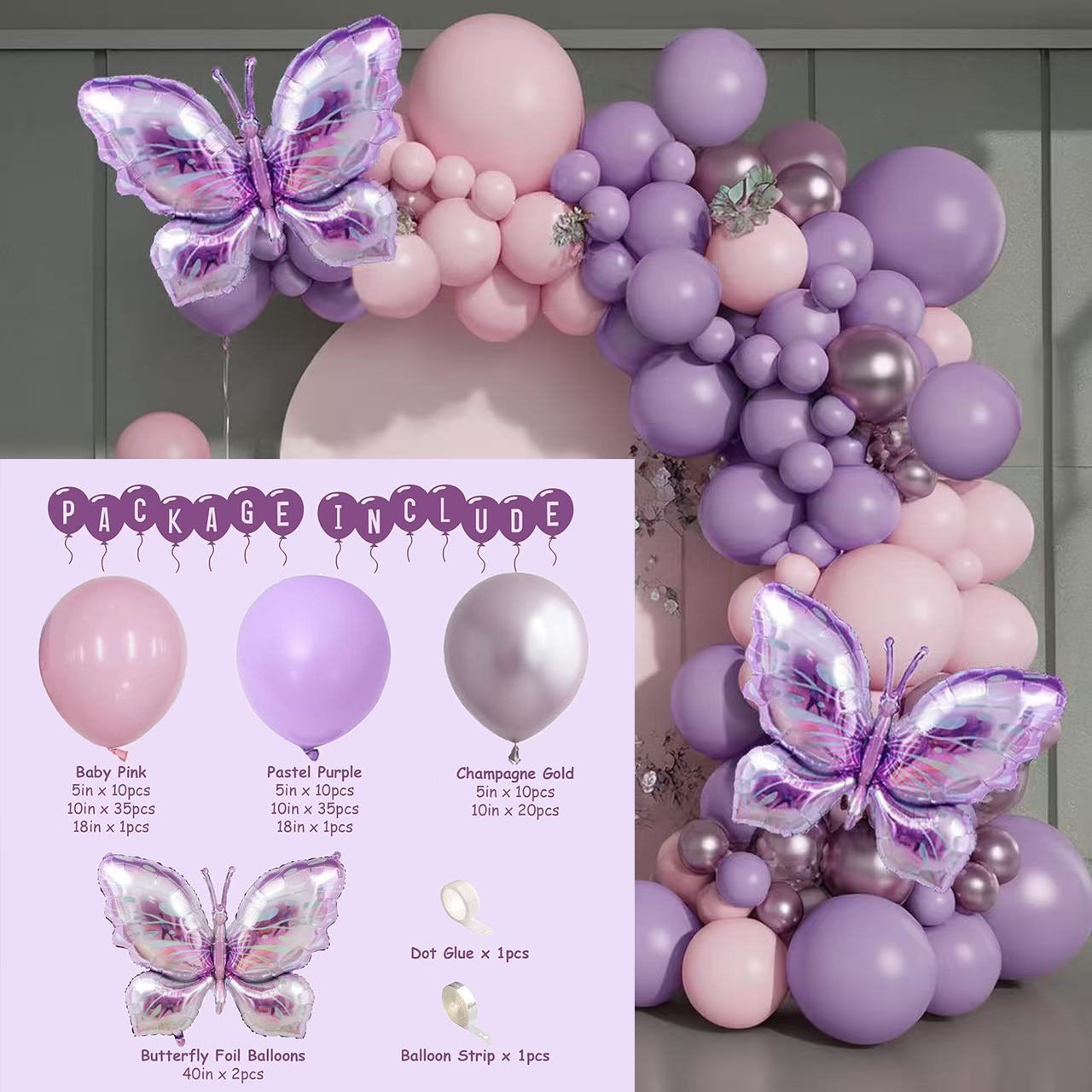 Gender reveal party with butterfly balloon set