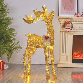 Lighted Golden Reindeer Christmas Decoration with LED Lights, 70 to 180 cm