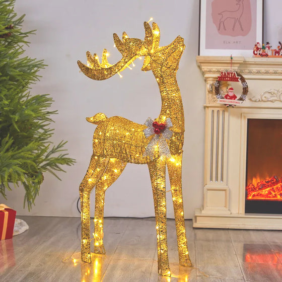 Lighted Golden Reindeer Christmas Decoration with LED Lights, 70 to 180 cm