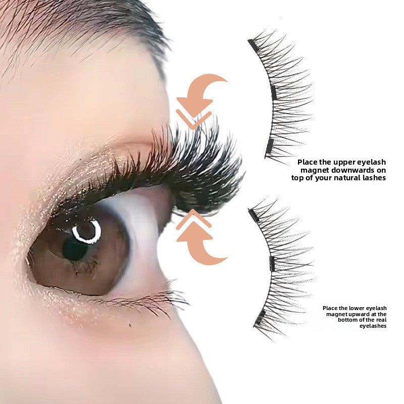Magnetic false eyelashes front view showing the lash band and curl
