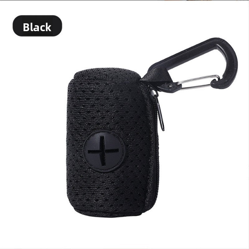 Pet waste bag dispenser pouch, mesh black pouch with clip