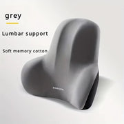 1Pc Memory Foam Seat Cushion Set - 2-In-1 Lumbar & Seat Pillow for Office/Car,Grey & Black, Holiday Gift for Back Pain Relief