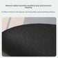Close-up of the black ribbed natural rubber backing of the semi-circular diatomite bath mat
